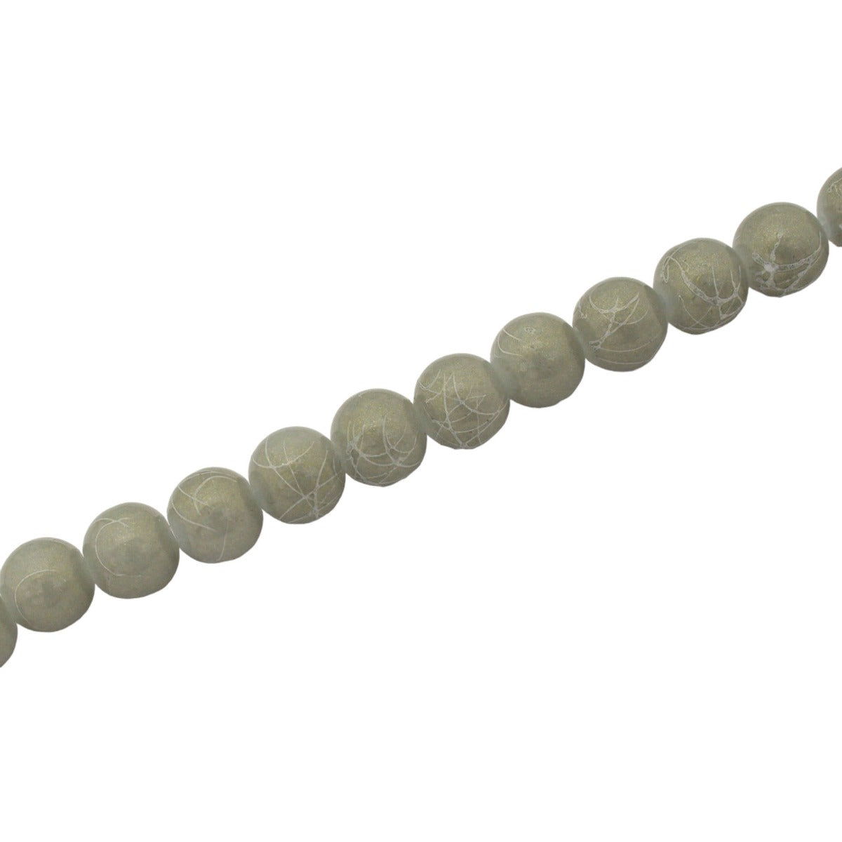 4 MM ROUND GLASS BEADS GREY / WHITE SWIGGLE - 205 PCS