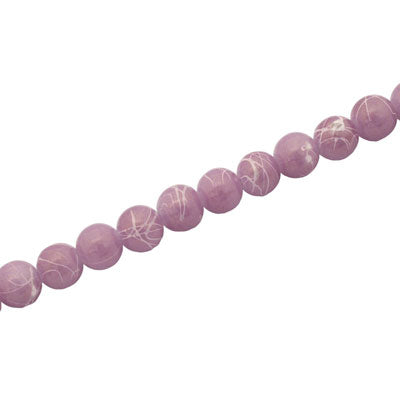 4 MM ROUND GLASS BEADS PURPLE / WHITE SWIGGLE - 205 PCS