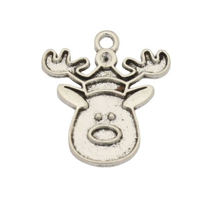 REINDEER CHARM 21 MM SILVER - 10 PCS