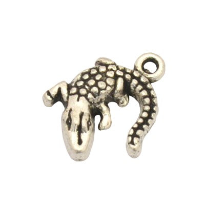 CROCODILE  CHARM 14 MM SILVER - 10 PCS