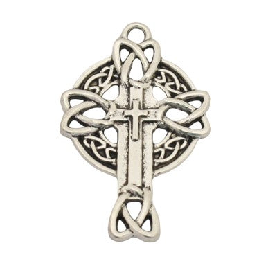 CELTIC CROSS CHARM PENDANT  37 MM SILVER - 4 PCS