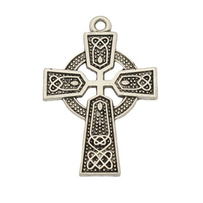 CELTIC CROSS CHARM PENDANT 40 MM SILVER - 4 PCS