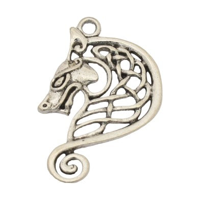 CELTIC WOLF CHARM PENDANT 34 MM SILVER - 5 PCS