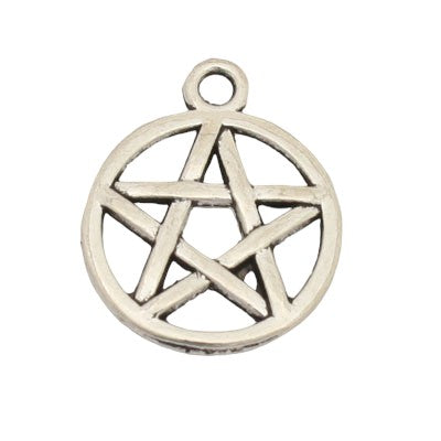 PENTAGRAM CHARM 20 MM SILVER - 12 PCS