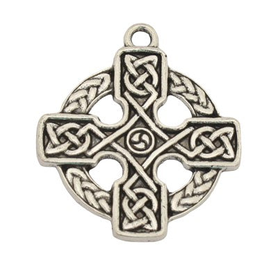 CELTIC CROSS CHARM PENDANT 32 MM SILVER - 4 PCS