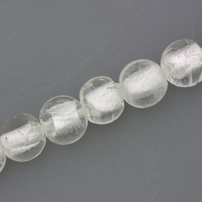 12 mm Round White Foil Beads - 25 pcs