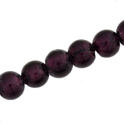 10 mm Round Deep Purple Foil Beads - 30 pcs