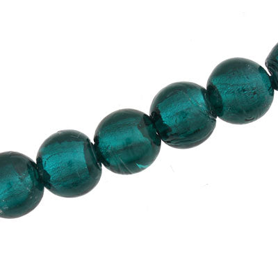 12 mm Round Teal Foil Beads - 30 pcs