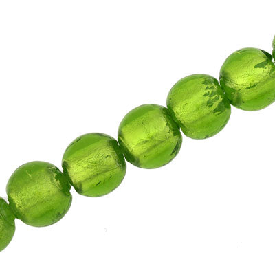 12 mm Round Lime Foil Beads - 30 pcs