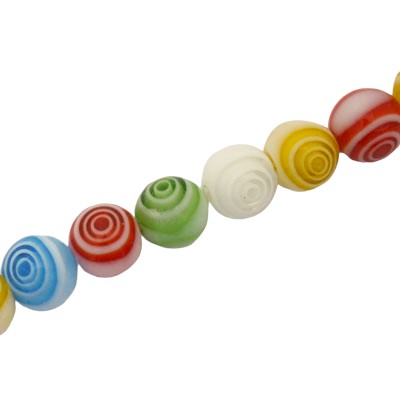 8 MM ROUND MILLEFIORI SWIRL BEADS MIX COLOURS - 48 PCS