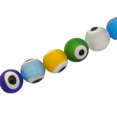 12 MM ROUND EVIL EYE BEADS MIX COLOURS - 30 PCS