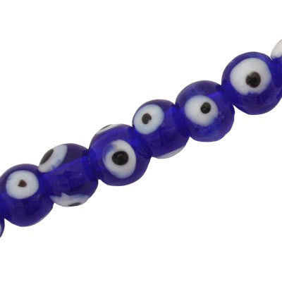 8.5 MM ROUND EVIL EYE BEADS BLUE / BLACK / WHITE - 48 PCS