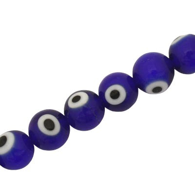 10 MM ROUND EVIL EYE BEADS BLUE / WHITE / BLACK - 38 PCS