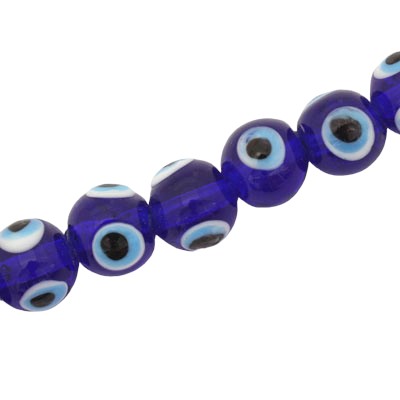 12 MM ROUND EVIL EYE BEADS BLUE / LT BLUE/ BLACK / WHITE - 30 PCS