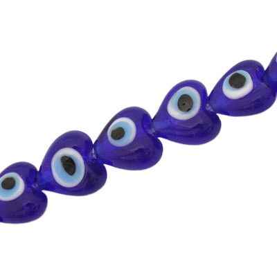 12 MM EVIL EYE HEART BEADS BLUE - WHITE - BLACK - 30 PCS