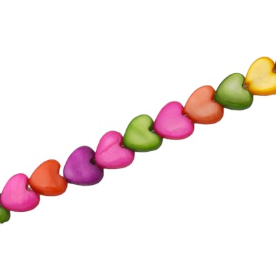 6 MM SHELL HEART BEADS MIX COLOURS - 75 PCS