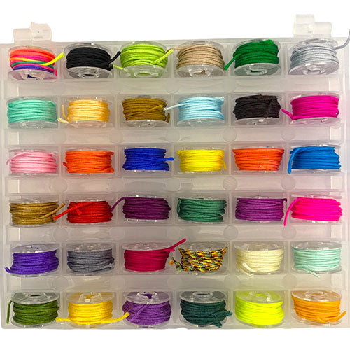 1 MM THREADS MIX COLOURS IN STORAGE CONTAINER - 3M EACH COLOUR