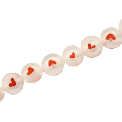 6 MM FLAT ROUND BEADS WITH RED HEART - 62