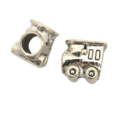 10 MM TRAIN BEAD (5 MM HOLE) SILVER - 10 PCS