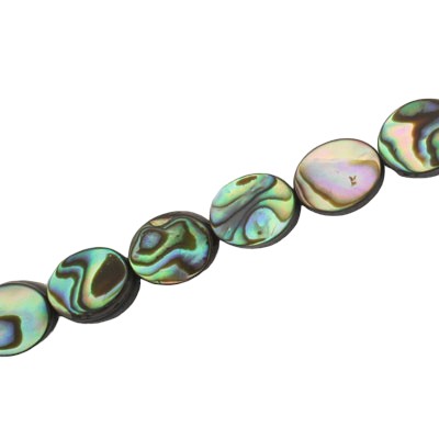 10 X 8 MM FLAT OVAL PAUA SHELL BEADS - 40 PCS