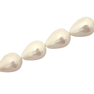 20 X 14 MM WHITE TEARDROP SHELL BEADS - 20 PCS