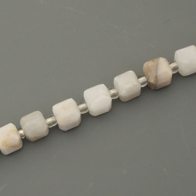 WHITE CRAZY LACE AGATE 6.5 MM CUBE - APPROX 46 PCS