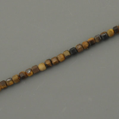 TIGER EYE 2.5 MM CUBE BEADS - APPROX 165 PCS