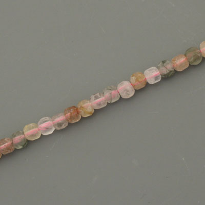 MIX RUTILATED QUARTZ 3 MM CUBE BEADS - APPROX 125 PCS