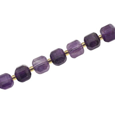 AMETHYST 8 MM CUBE BEADS - APPROX 38 PCS