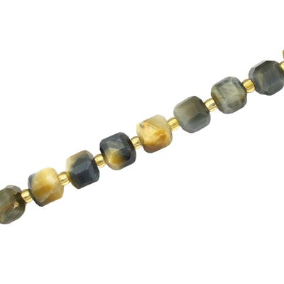 DREAM TIGER EYE 6 MM CUBE BEADS - APPROX 46 PCS