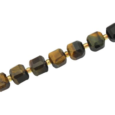 TIGER EYE 8 MM CUBE BEADS - APPROX 36 PCS