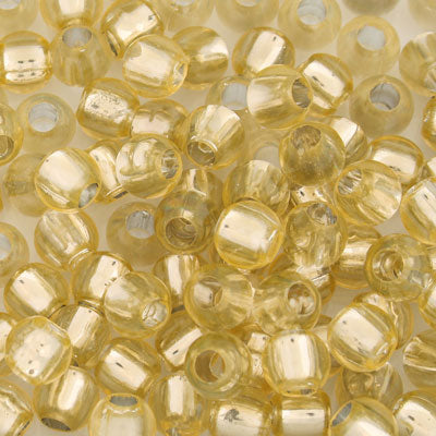 8 mm Round Silver Lined Pony Beads Light Gold - 145 pcs