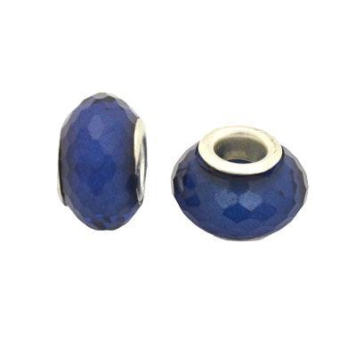 14 MM (5 MM HOLE) LARGE HOLE BEADS - ROYAL BLUE SPARKLE - 10 PCS