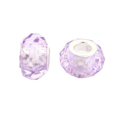 14 MM (5 MM HOLE) LARGE HOLE BEADS - FACETED LIGHT LILAC- 10 PCS