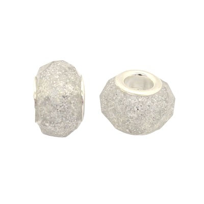 14 MM (5 MM HOLE) LARGE HOLE BEADS - FACETED CLEAR SPARKLE - 10 PCS