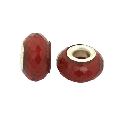 14 MM (5 MM HOLE) LARGE HOLE BEADS - FACETED RED SPARKLE - 10 PCS