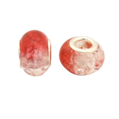 14 MM (5 MM HOLE) LARGE HOLE BEADS - RED / WHITE CRACKLE - 10 PCS