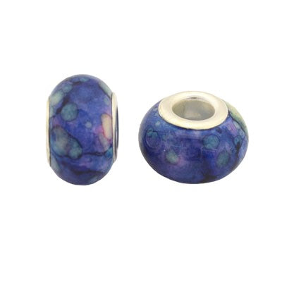 14 MM (5 MM HOLE) LARGE HOLE BEADS - BLUE / GREEN / PURPLE - 10 PCS