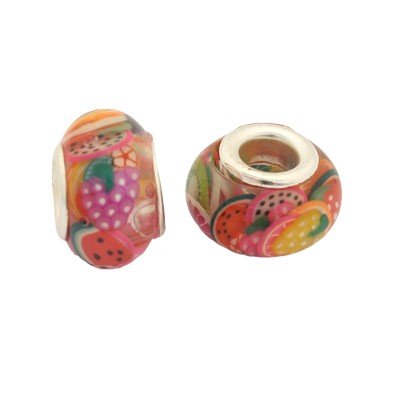 14 MM (5 MM HOLE) LARGE HOLE BEADS - FRUIT SALAD - 5 PCS