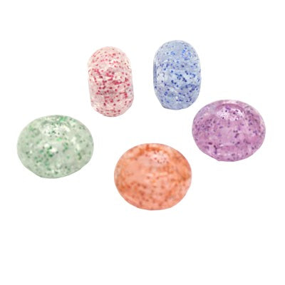 14 MM (5 MM HOLE) LARGE HOLE BEADS - MIX COLOURS GLITTER - 10 PCS