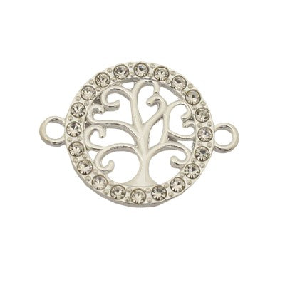 TREE OF LIFE CONNECTOR 24 MM SILVER WITH DIAMANTES - 5 pcs