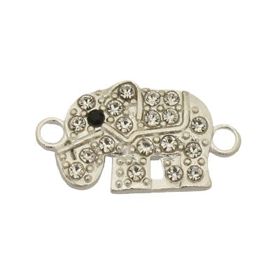 ELEPHANT CONNECTOR 19 MM SILVER WITH DIAMANTES - 5 pcs