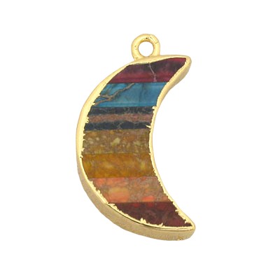 27 MM GEMSTONE MOON PENDANT - 1 PC