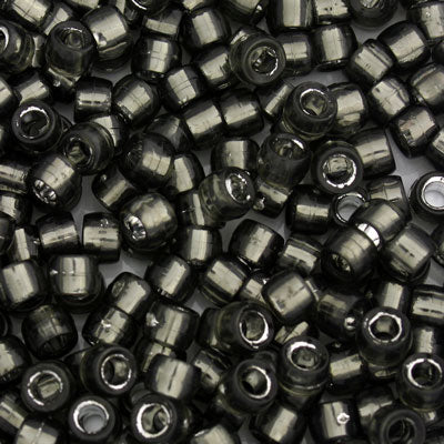 6 X 4 MM SILVER LINED PONY BEADS BLACK - 240 PCS