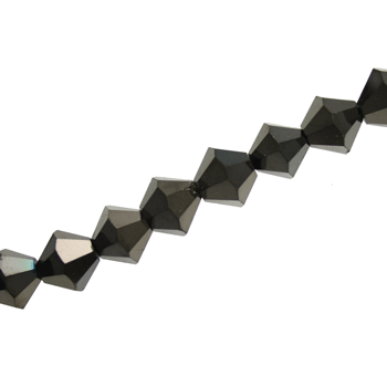 8MM CRYSTAL BI-CONE STRANDS - APPROX 40 / PCS -  JET HEMATITE