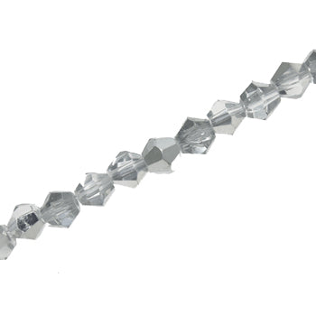 6MM CRYSTAL BI-CONE STRANDS - APPROX  50/PCS -  SILVER/CRYSTAL