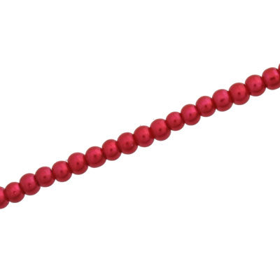 3 MM ROUND GLASS PEARL BEADS - APPROX  215 / PCS - RED