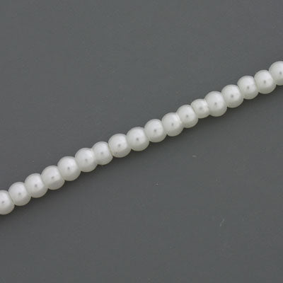 3 MM ROUND GLASS PEARL BEADS - APPROX  215 / PCS - WHITE