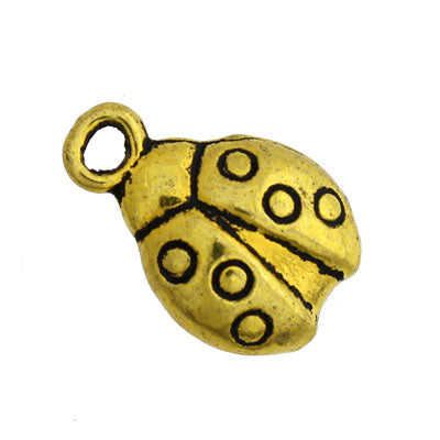 LADY BEETLE CHARM 15 MM GOLD - 10 PCS