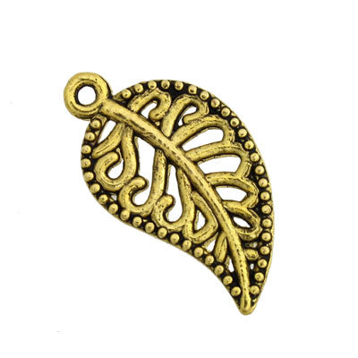 LEAF CHARM 18 MM GOLD - 25 PCS